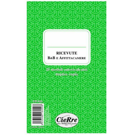 BLOCCO RICEVUTE DI PAGAMENTO B&B CR450