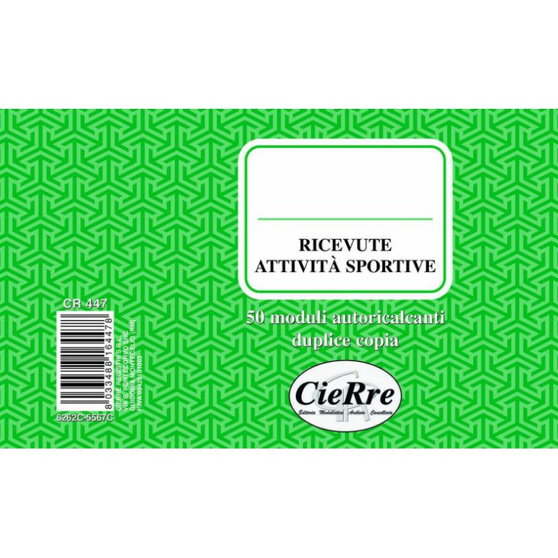BLOCCO RICEVUTE ATTIVITA' SPORTIVE CR447