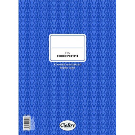 REGISTRO IVA CORRISPETTIVI 13MODULI 2 COPIE CR827
