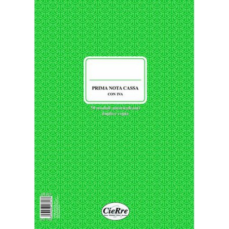 BLOCCO PRIMA NOTA CASSA C/IVA A4 2COPIE CR613