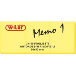 BLOCCO ADESIVO 40X50 3X100FG GIALLO WILER 12PZ