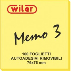 BLOCCO ADESIVO 76X76 100FG GIALLO WILER 12PZ