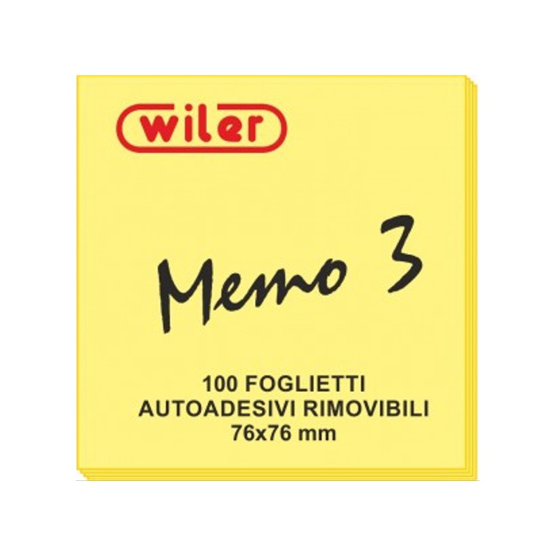 BLOCCO ADESIVO 76X76 100FG GIALLO WILER 12PZ