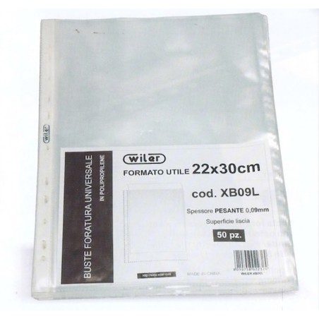 BUSTE FORATE UNIV 22X30 LISCIA PESANTE WILER 50PZ