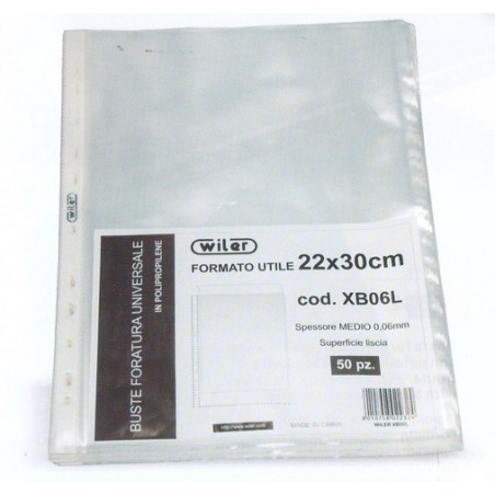 BUSTE FORATE UNIV 22X30 LISCIA MEDIA WILER 50PZ