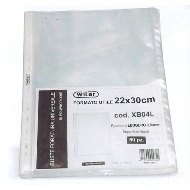 BUSTE FORATE UNIV 22X30 LISCIA LEGGERA WILER 50PZ