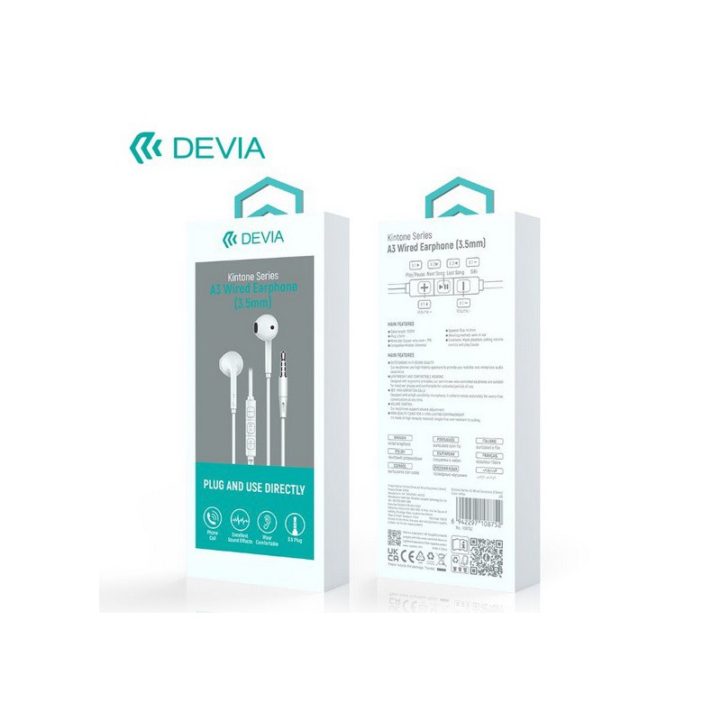 AURICOLARI MIC+VOL CAVO AUX DEVIA