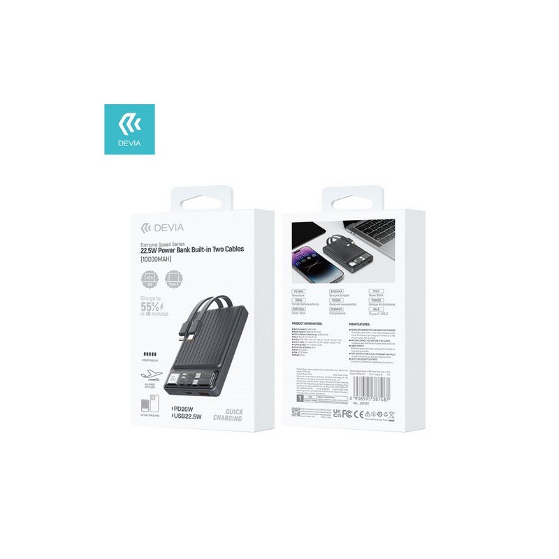 POWERBANK DEVIA 10000 MAH CAVO IPHONE+TYPE-C