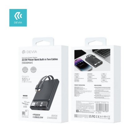 POWERBANK DEVIA 10000 MAH CAVO IPHONE+TYPE-C