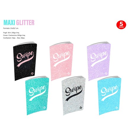 MAXI QUADERNI A4 80G SWIPE GLITTER 5MM 10PZ