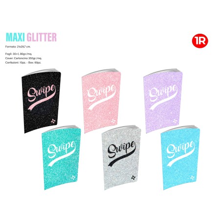 MAXI QUADERNI A4 80G SWIPE GLITTER 1R 10PZ