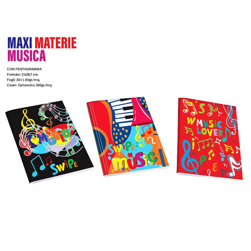 MUSICA MAXI QUADERNI 100GR PENTAGRAMMA SWIPE 10PZ